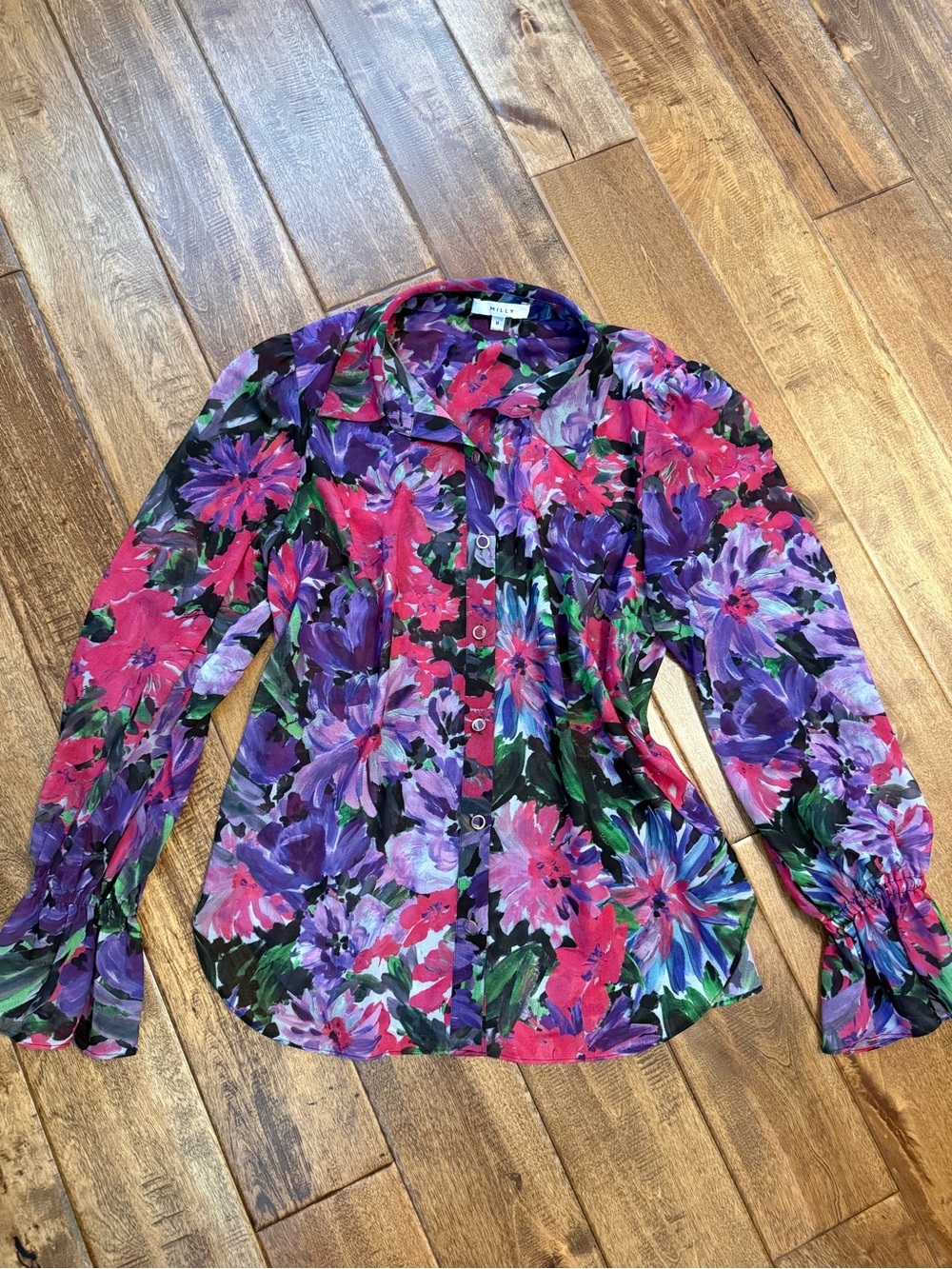 Milly bright purple and pink blouse medium